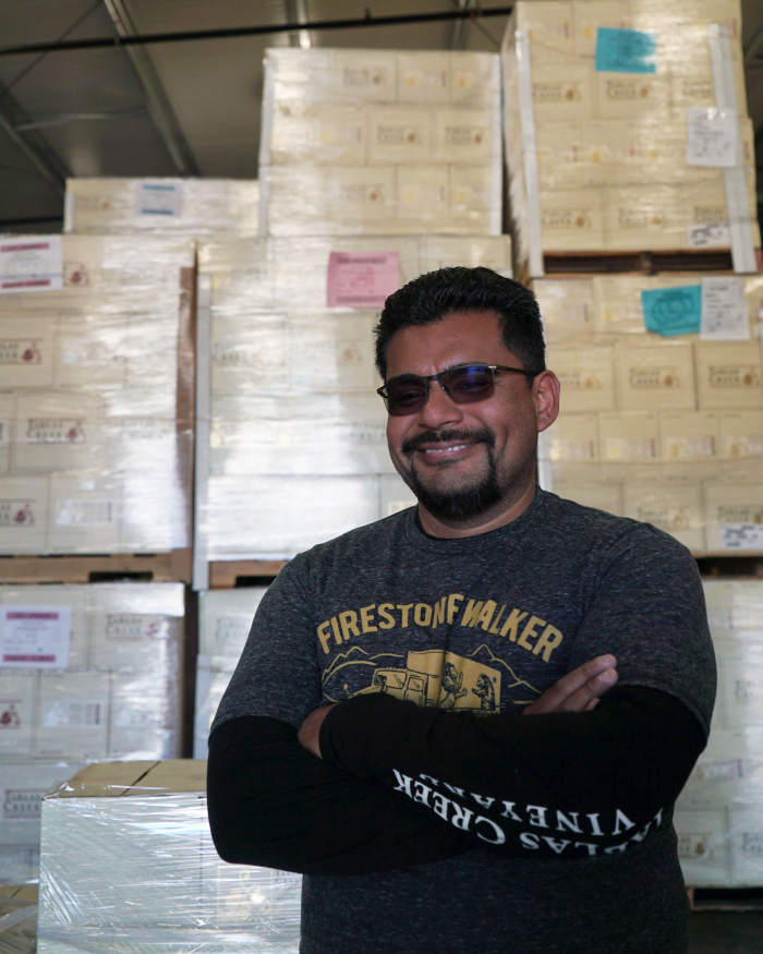 Eddie Garcia at Tablas Creek storage