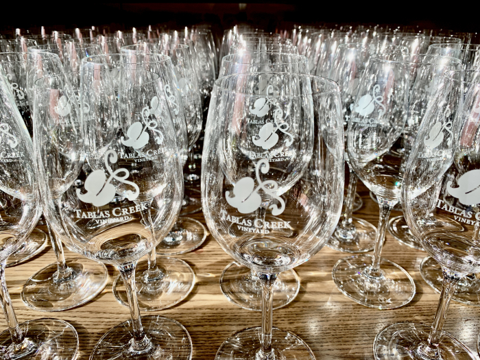 Rows of Tablas Creek glasses