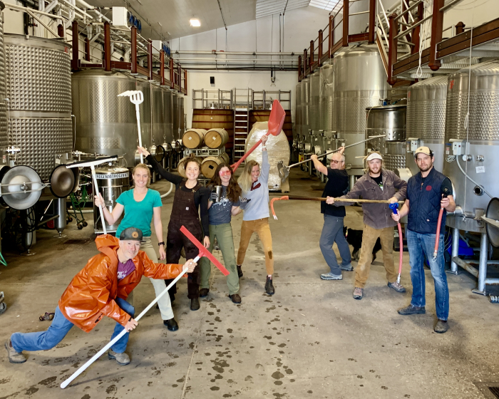 Cellar Crew Celebrating Beginning of Harvest 2021