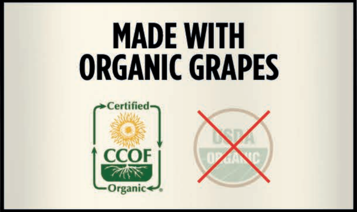 CCOF Made with Organic Grapes