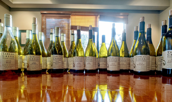 Lineup of all Tablas Creek wines from 2010