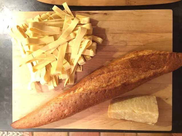 Bread, cheese, and pasta