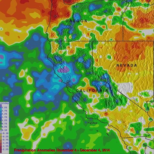 CA Precipitation vs Normal 4nov-4dec14