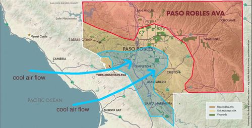 Paso Robles temperature gradient