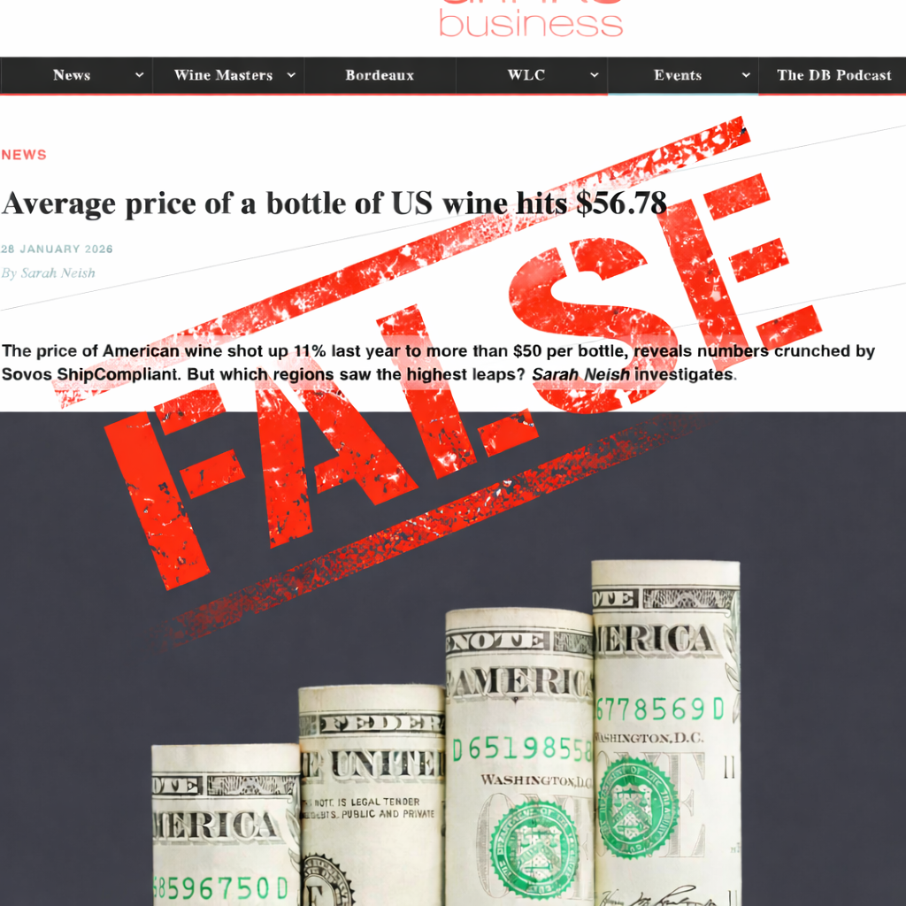 That Drinks Business headline claiming the average price of a bottle of US wine hit $56.78 in 2025 is... just not true