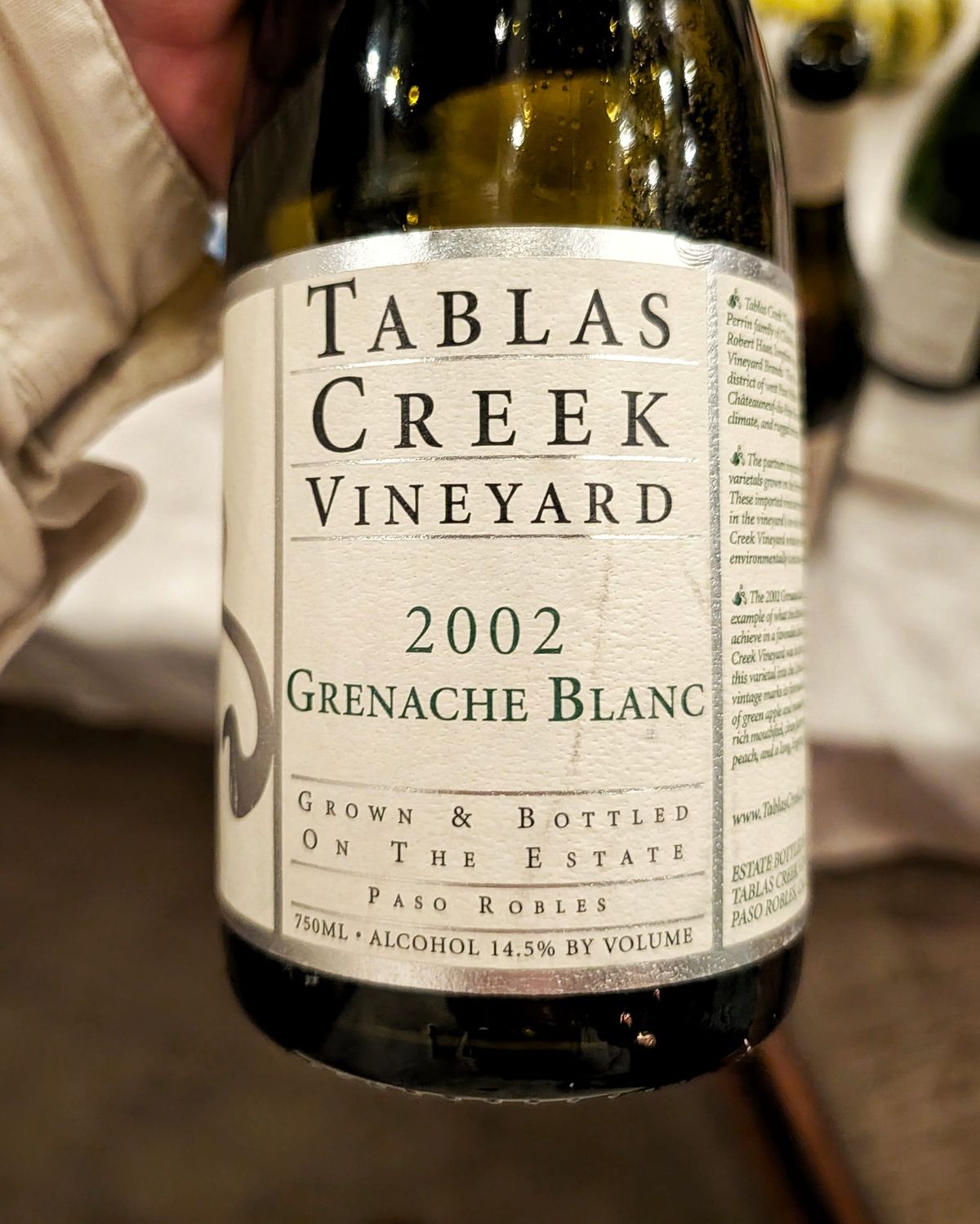 Discovery and Mystery of the 2002 Grenache Blanc from Tablas Creek
