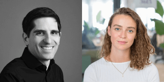 A headshot of Christophe Frenet and Claire Laboissette