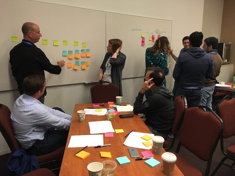 Students in the Continuous Discovery Habits workshop learning how to create rapid prototypes.