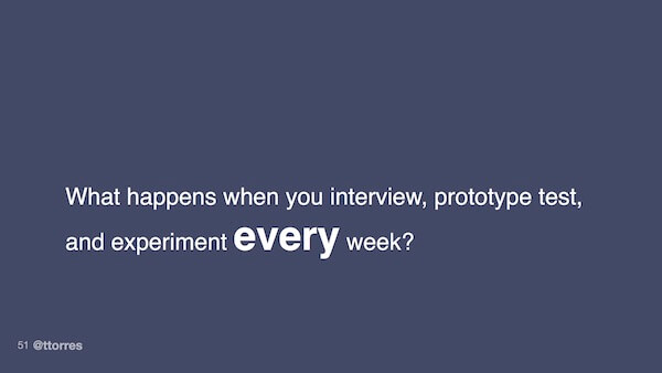 What happens when you interview, prototype test, and experiment every week?