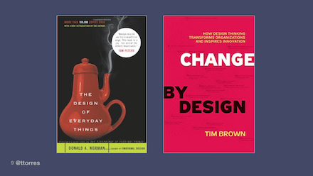 Alt: Book covers: The Design of Everyday Things by Don Norman and Change by Design by Tim Brown