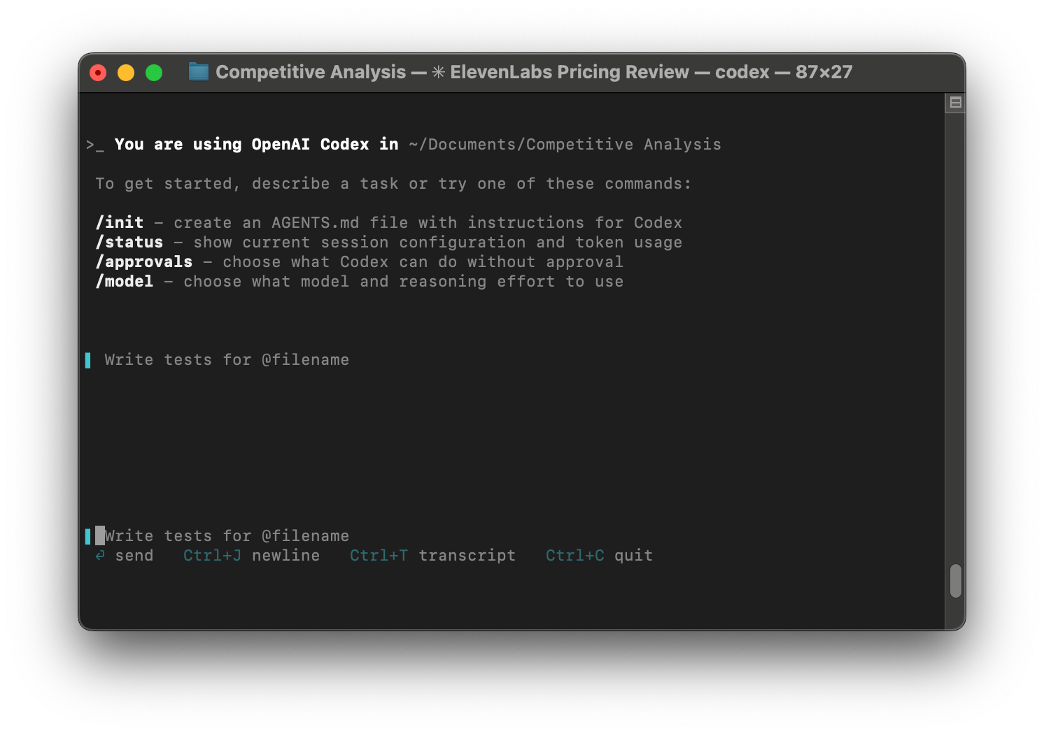 A screenshot of Codex.