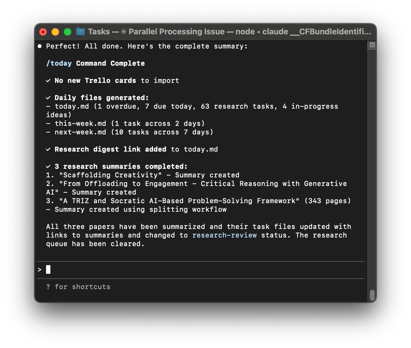 A screenshot of my daily workflow in Claude Code.