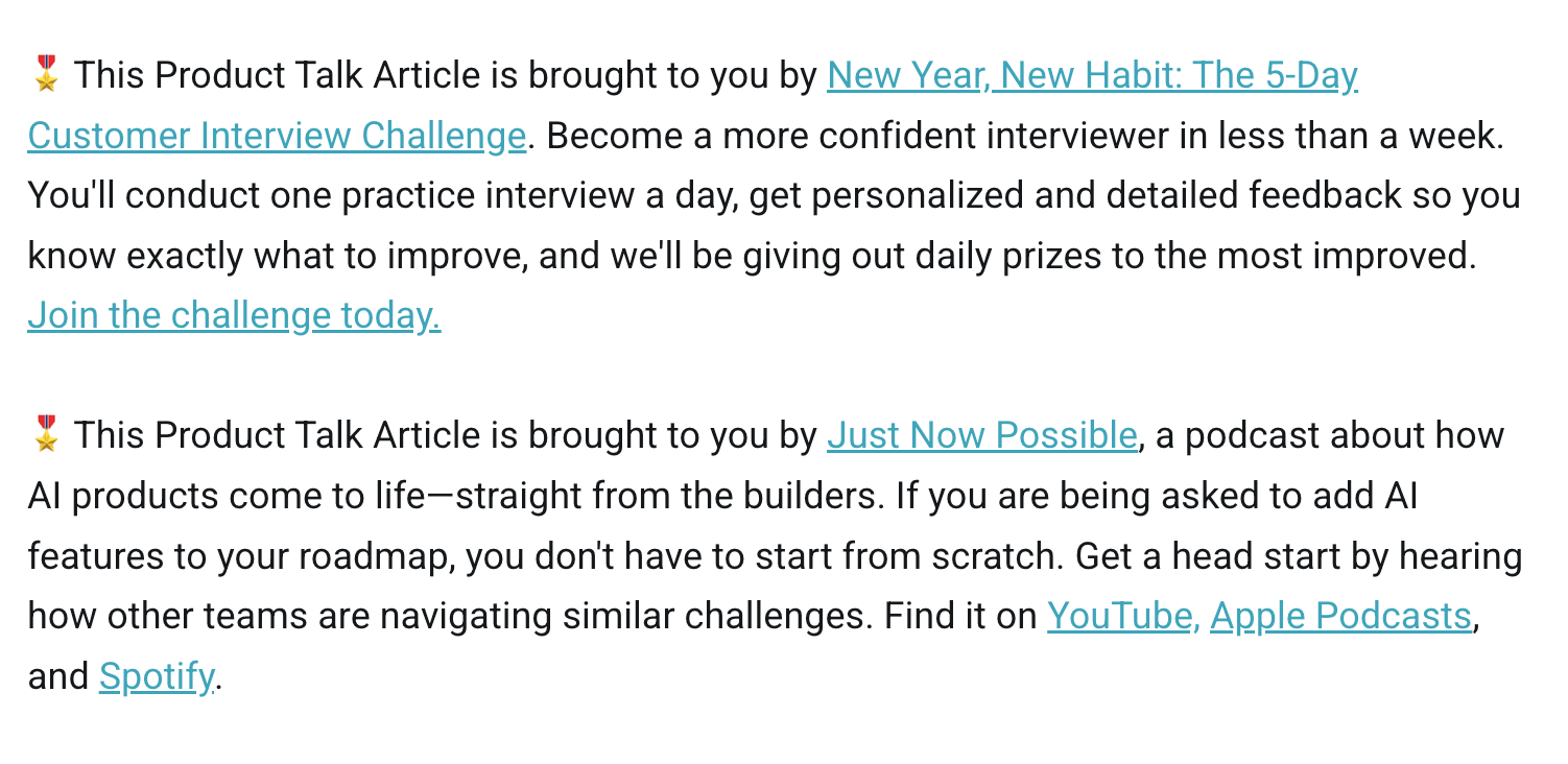 A screenshot of two Product Talk house ads.