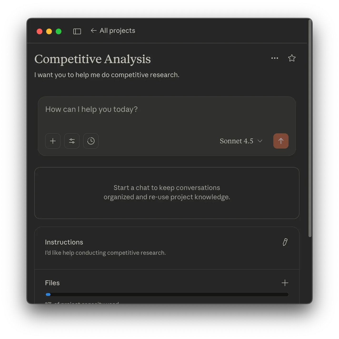 A screenshot of a Claude Project inside Claude Desktop.