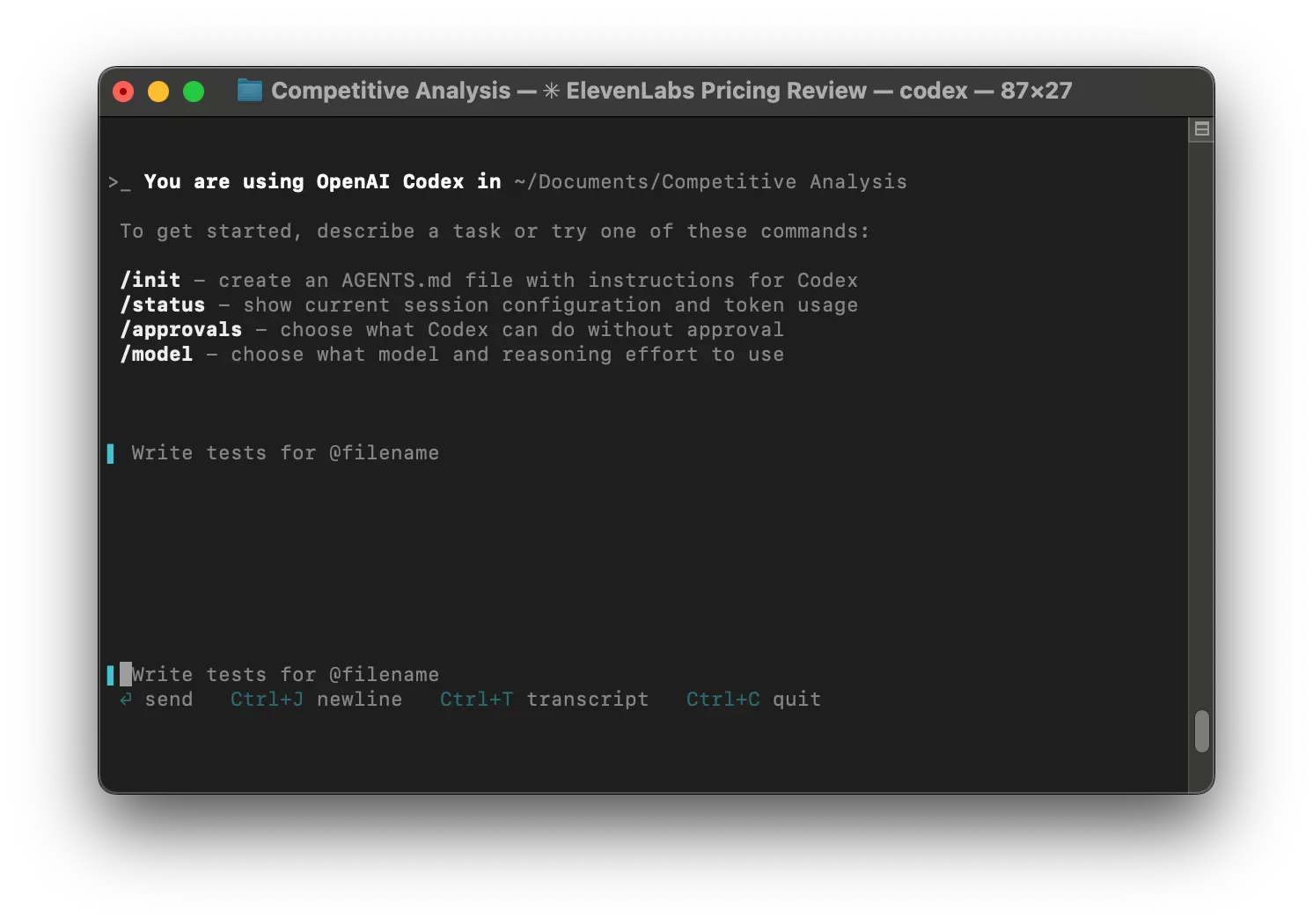 A screenshot of Codex.