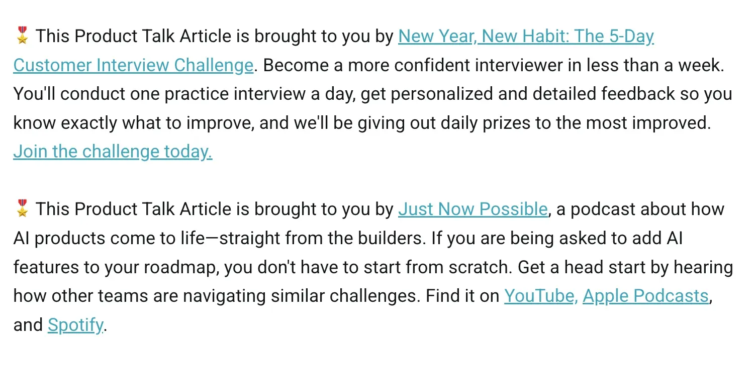 A screenshot of two Product Talk house ads.