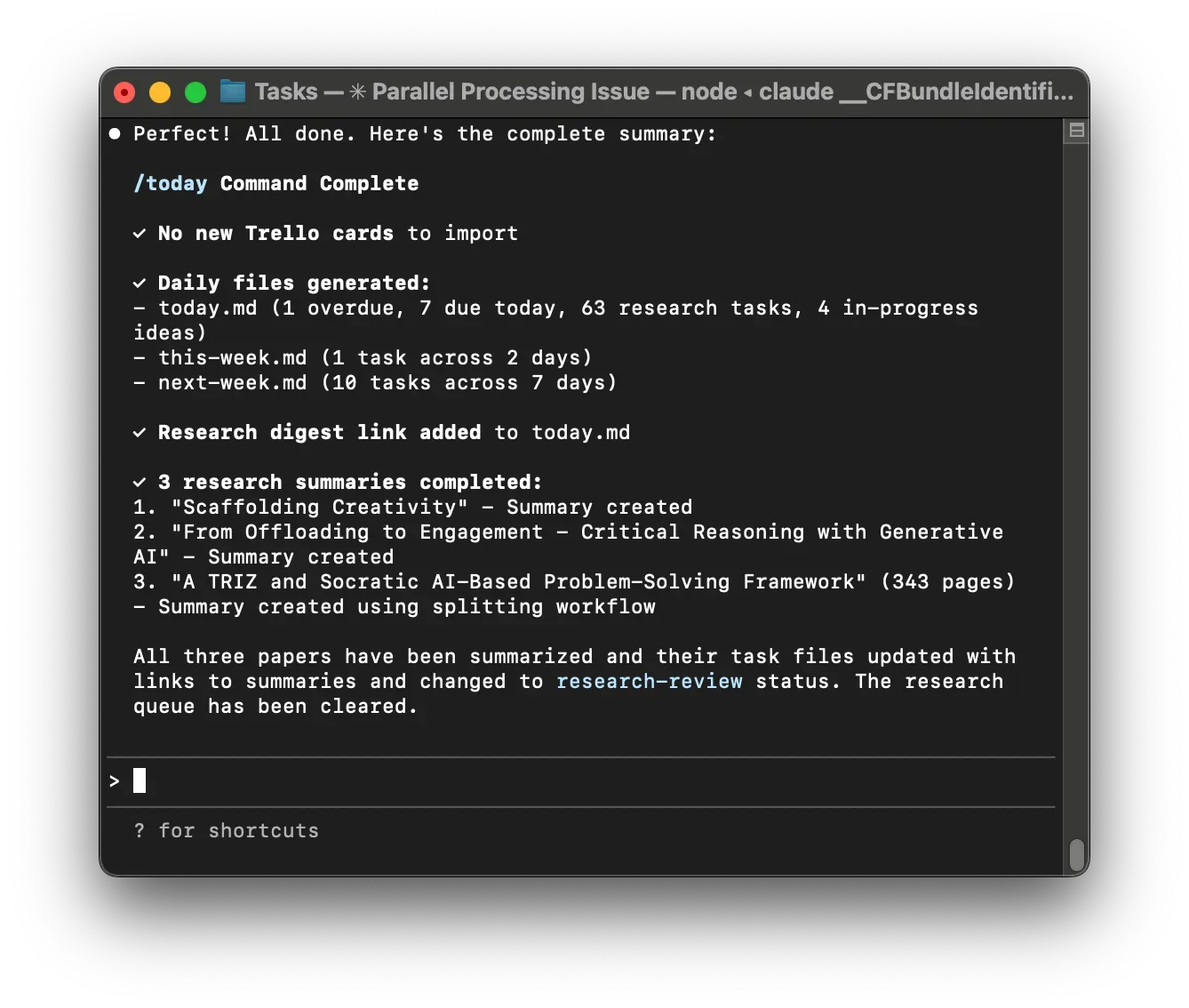 A screenshot of my daily workflow in Claude Code.