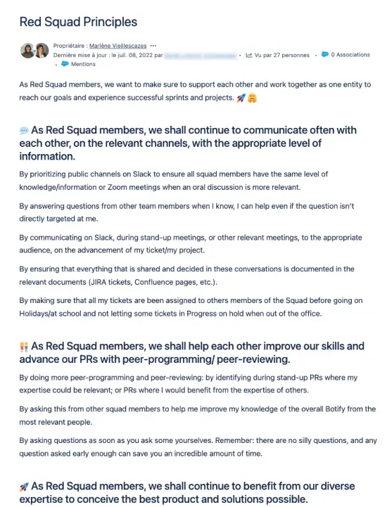 A screenshot of the Red Squad's Principles, a document that includes a list of guidelines like "we shall continue to communicate often with each other, on the relevant channels, with the appropriate level of information."
