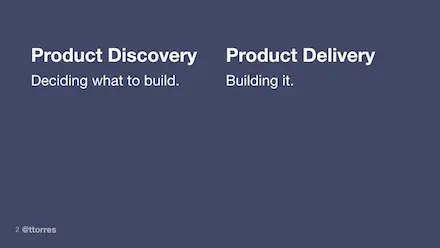 Product Discovery - Deciding what to build, Product Delivery - building it.