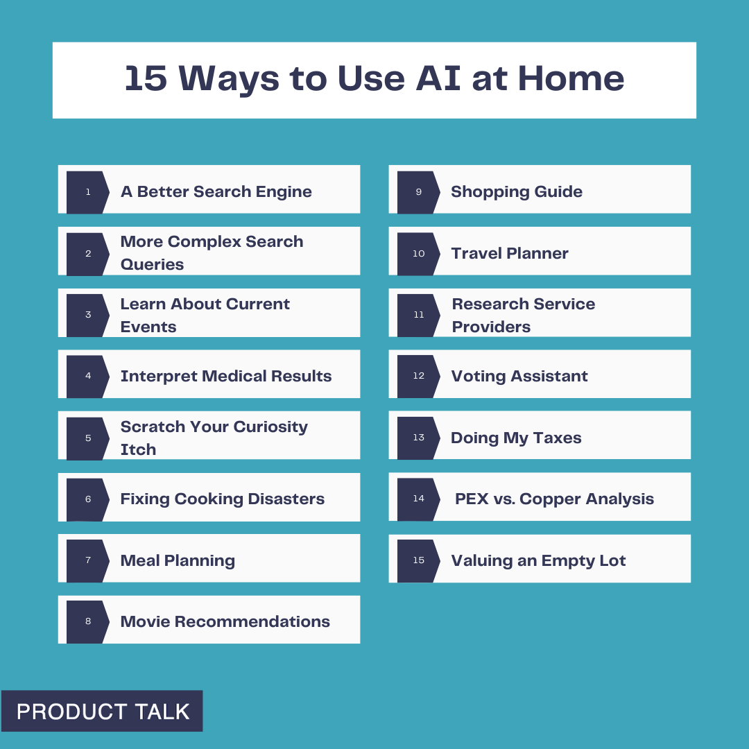 15 Ways to Use AI at Home (and Fill Your AI Product Toolbox)