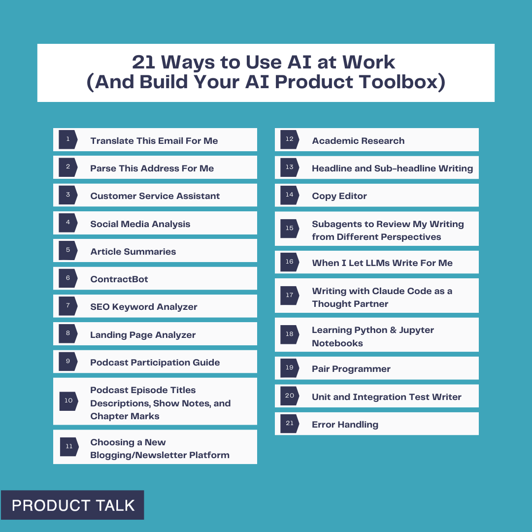 21 Ways to Use AI at Work (And Build Your AI Product Toolbox)