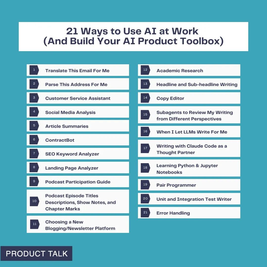 21 Ways to Use AI at Work (And Build Your AI Product Toolbox)