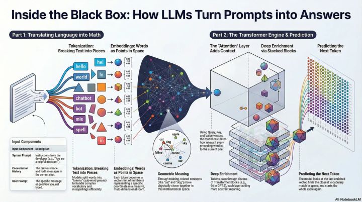 Inside the black box: how LLMs turn prompts into answers.
