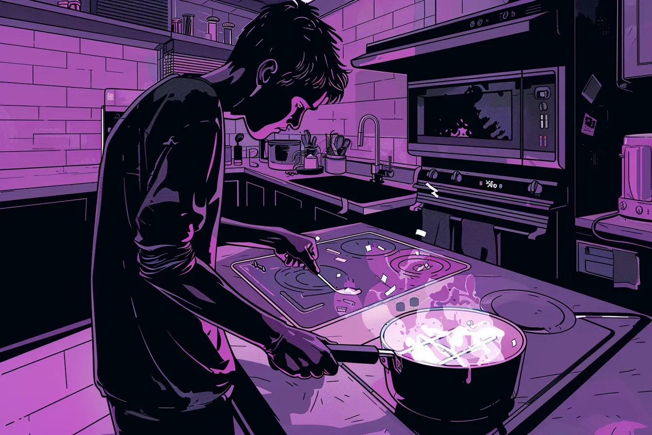 Homme qui cuisine un site internet responsive.