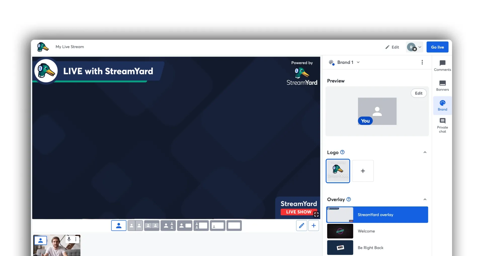 Streamyard interface