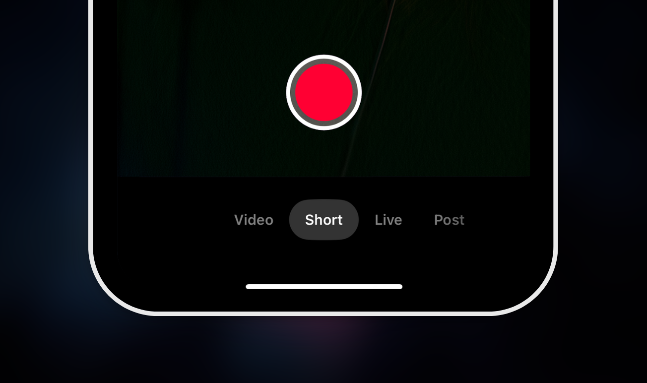 Upload video or create Short on YouTube app