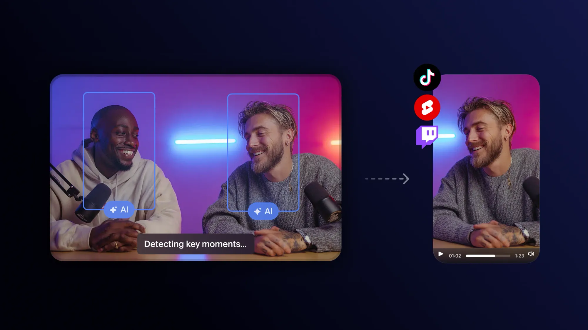 Detecting key moments from a stream to turn into clips on social media