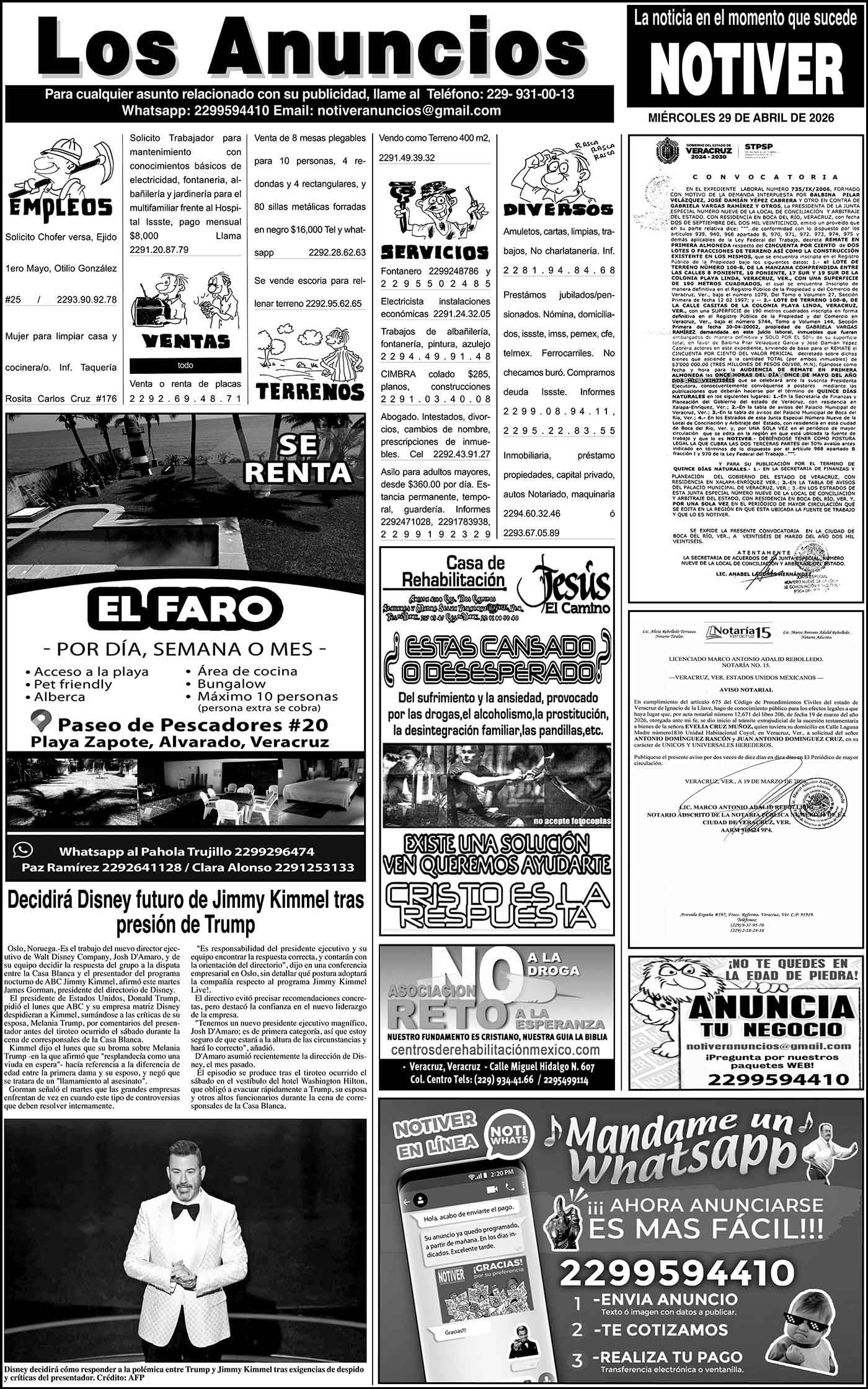 ...LOS ANUNCIOS, AVISOS Y DEMÁS! - MIÉRCOLES, 29 DE ABRIL 2026