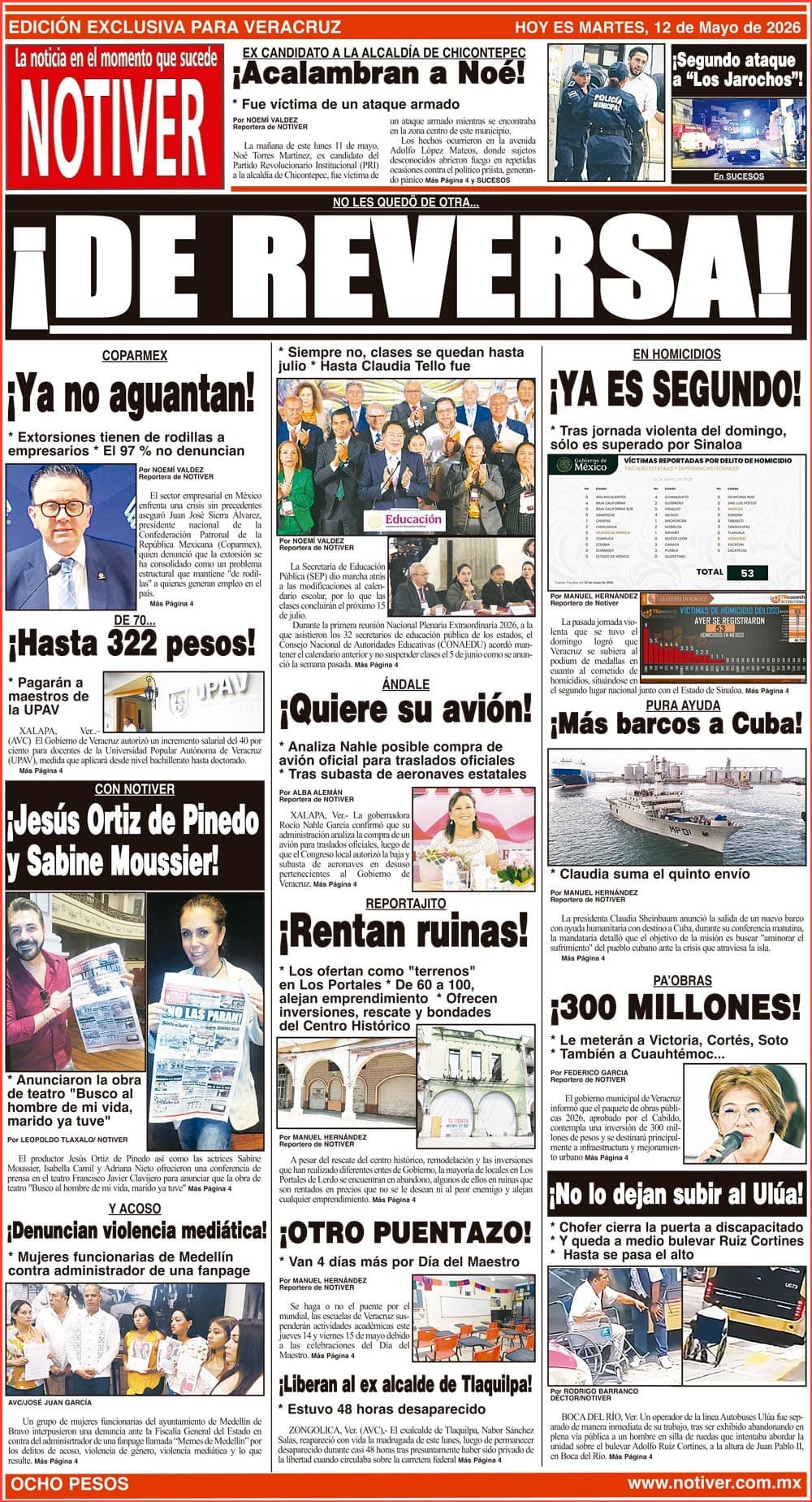 LA PORTADA - MARTES 12 DE MAYO 2026