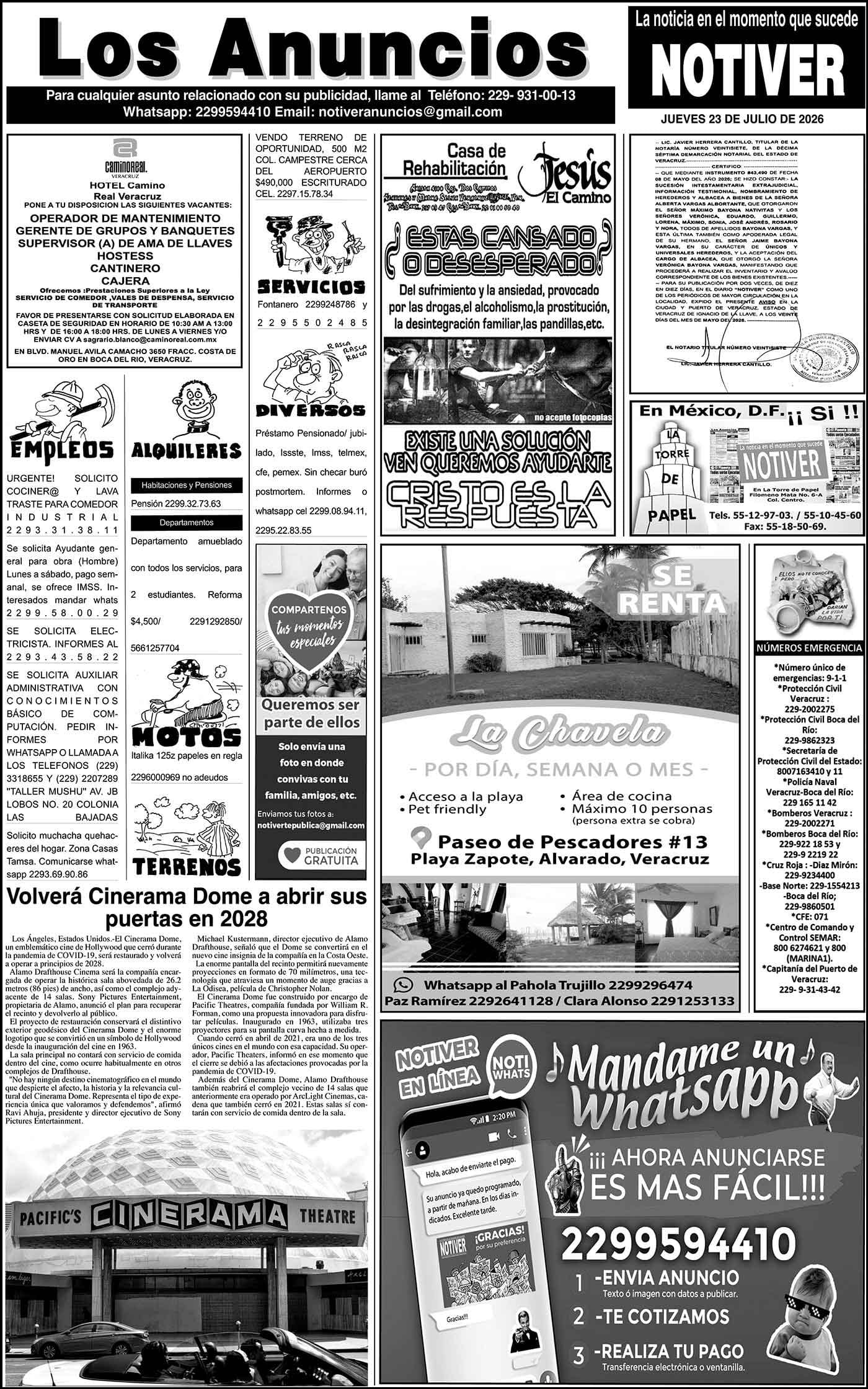 ...LOS ANUNCIOS, AVISOS Y DEMÁS! - JUEVES, 23 DE JULIO 2026
