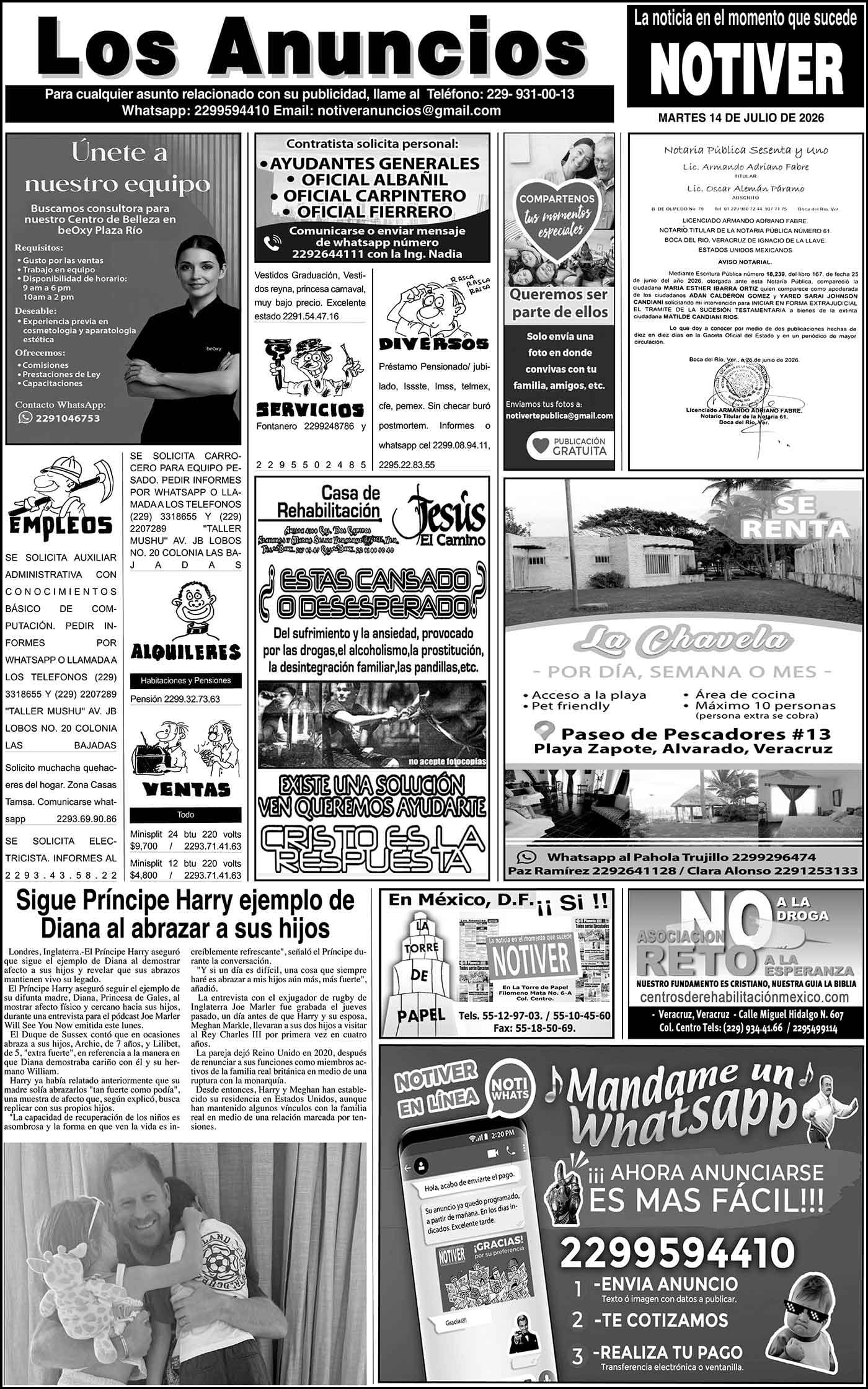 ...LOS ANUNCIOS, AVISOS Y DEMÁS! - MARTES, 14 DE JULIO 2026