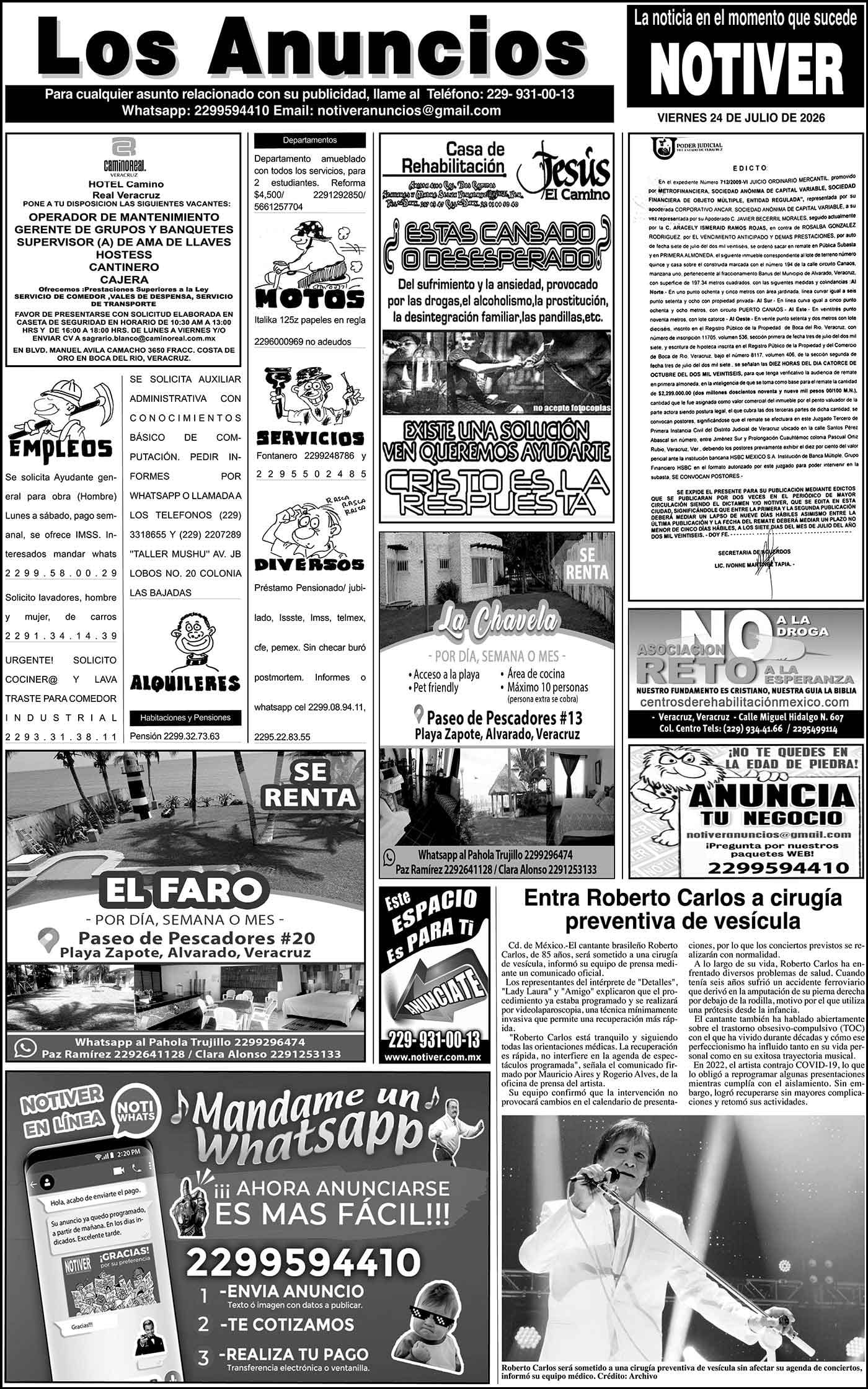 ...LOS ANUNCIOS, AVISOS Y DEMÁS! - VIERNES, 24 DE JULIO 2026