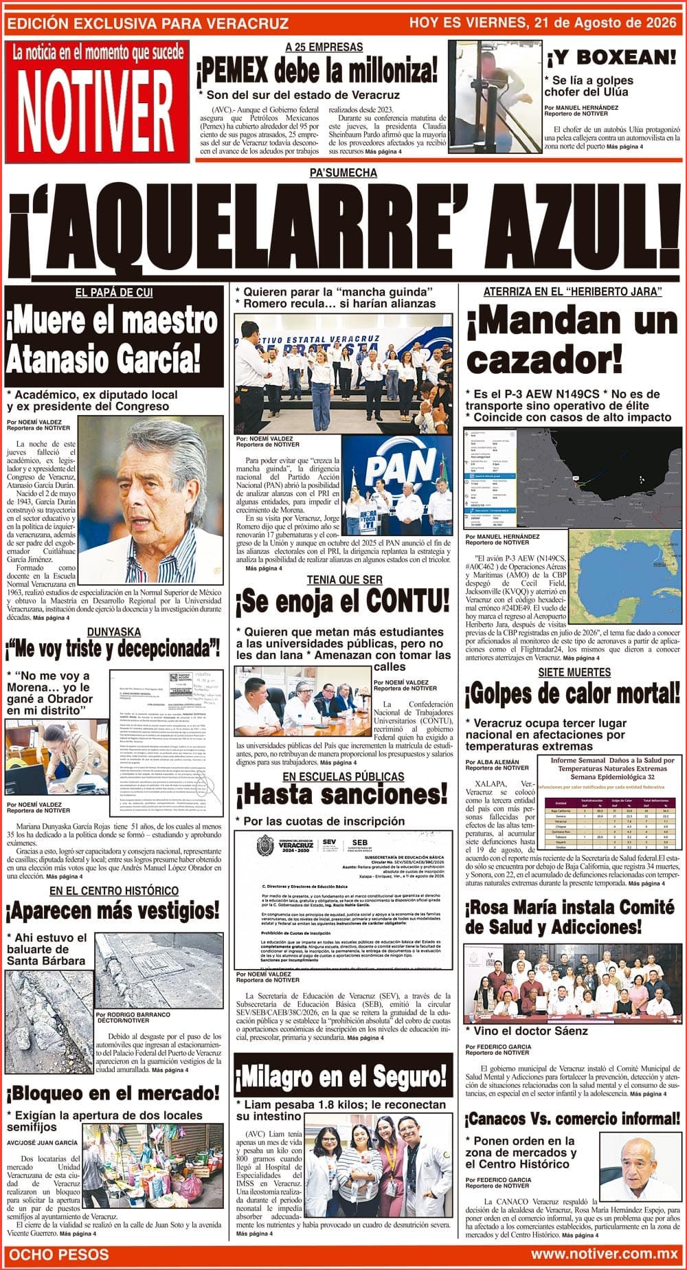 LA PORTADA - VIERNES 21 DE AGOSTO 2026