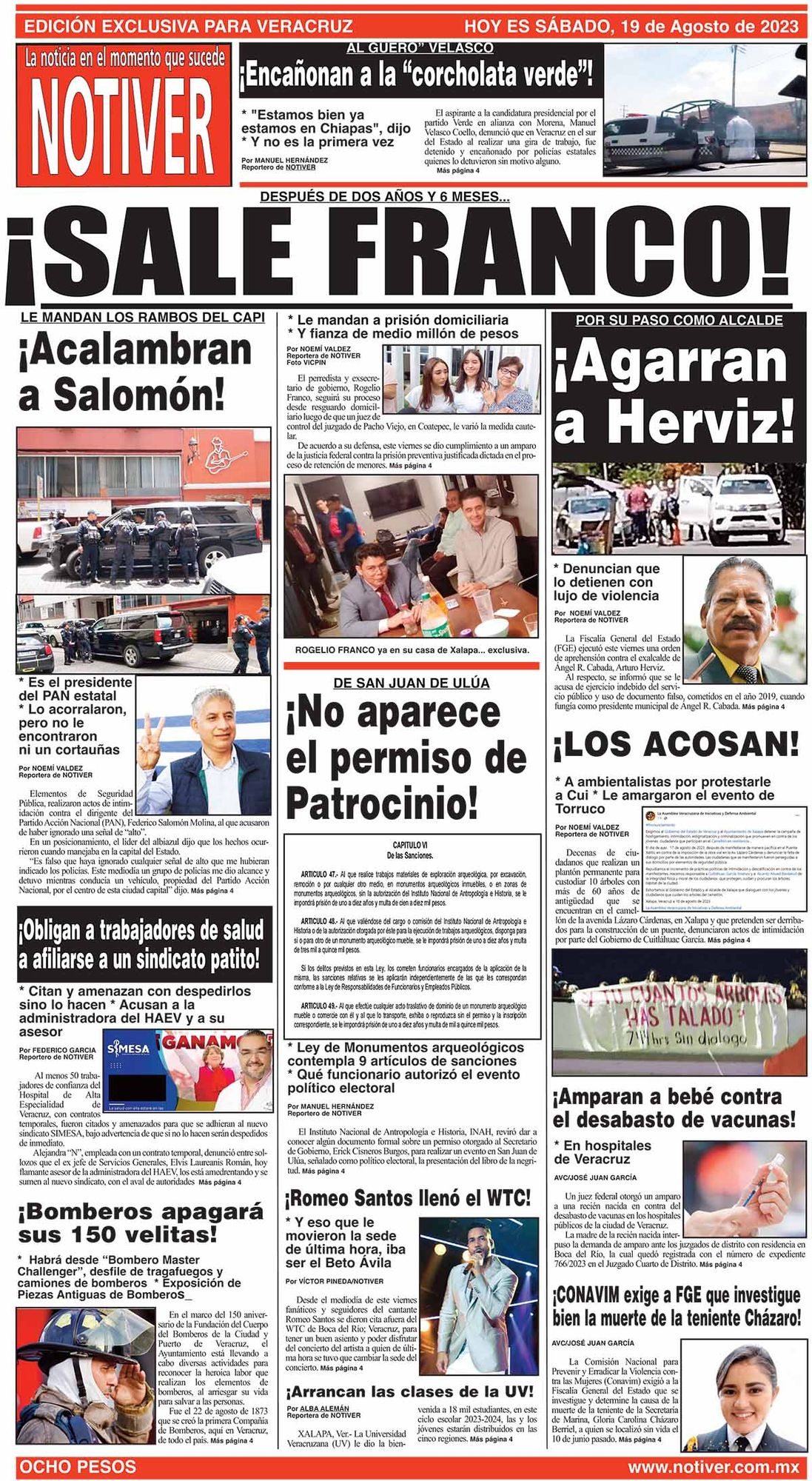 LA PORTADA - SÁBADO, 19 DE AGOSTO 2023
