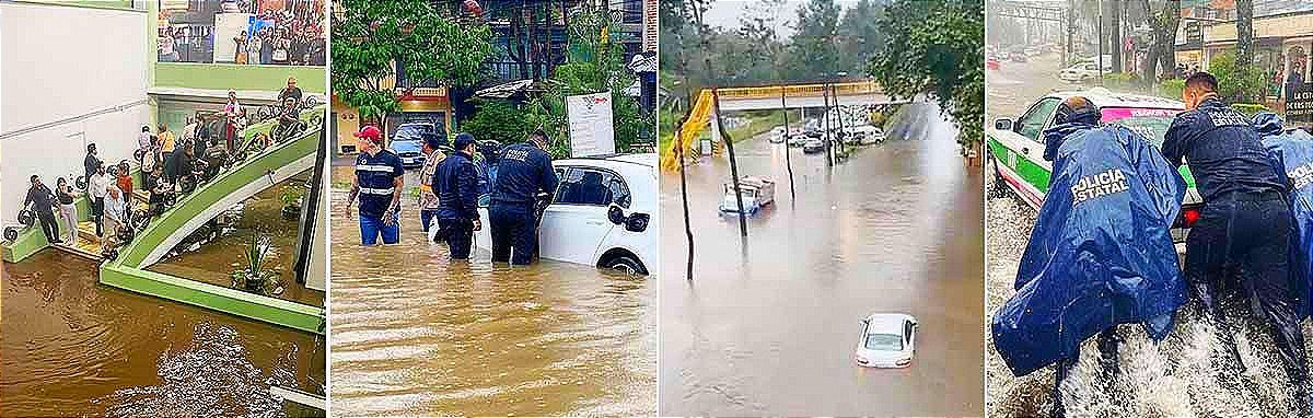 ¡PA’AGUACERAZO! -Más de 21 colonias afectadas en Xalapa  * En menos de dos horas de lluvia colapsó la ciudad