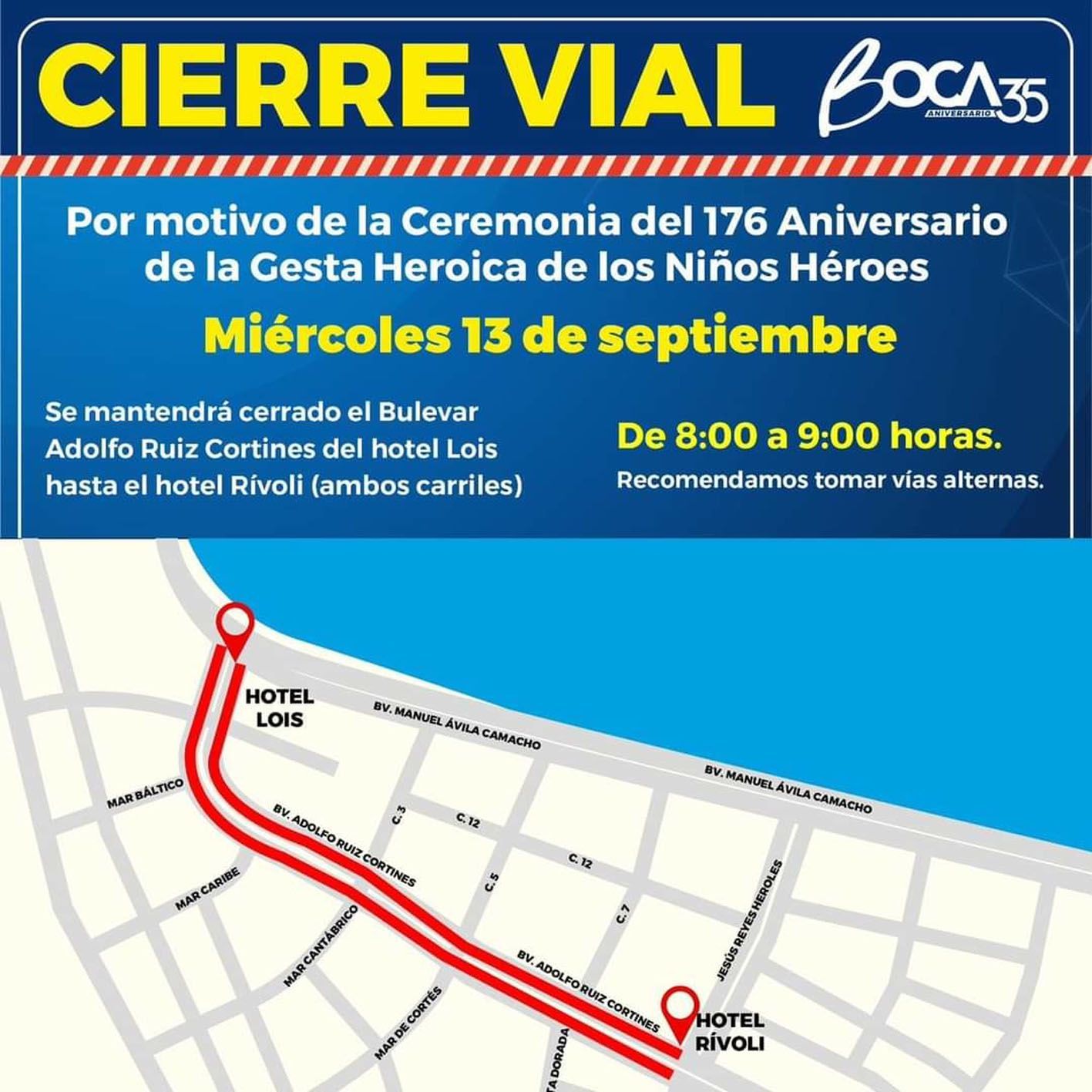 ¡CIERRAN BULEVARES POR NIÑOS HÉROES!
