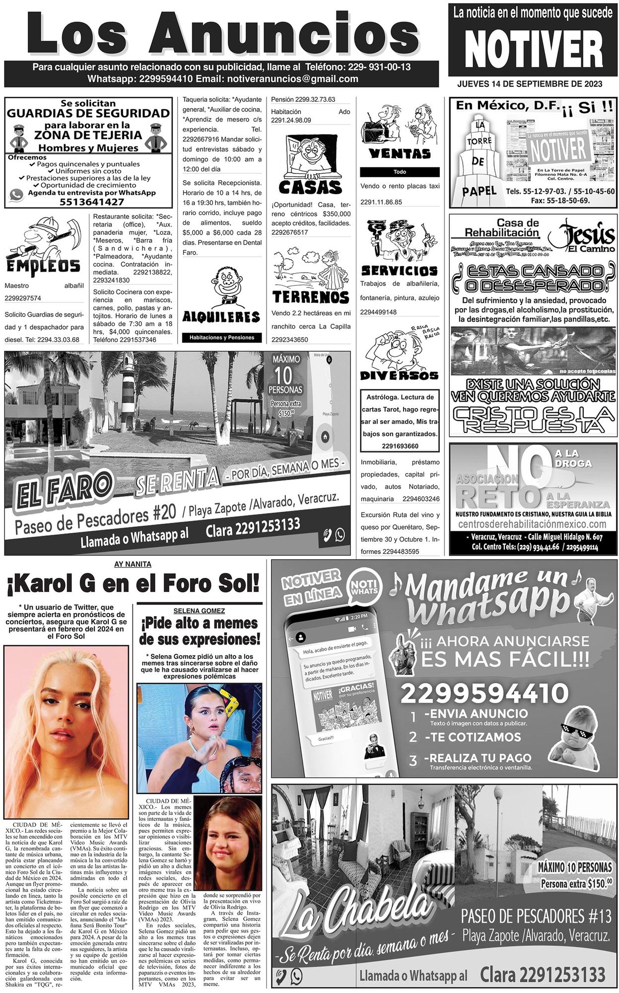 ...LOS ANUNCIOS, AVISOS Y DEMÁS! - JUEVES, 14 DE SEPTIEMBRE 2023