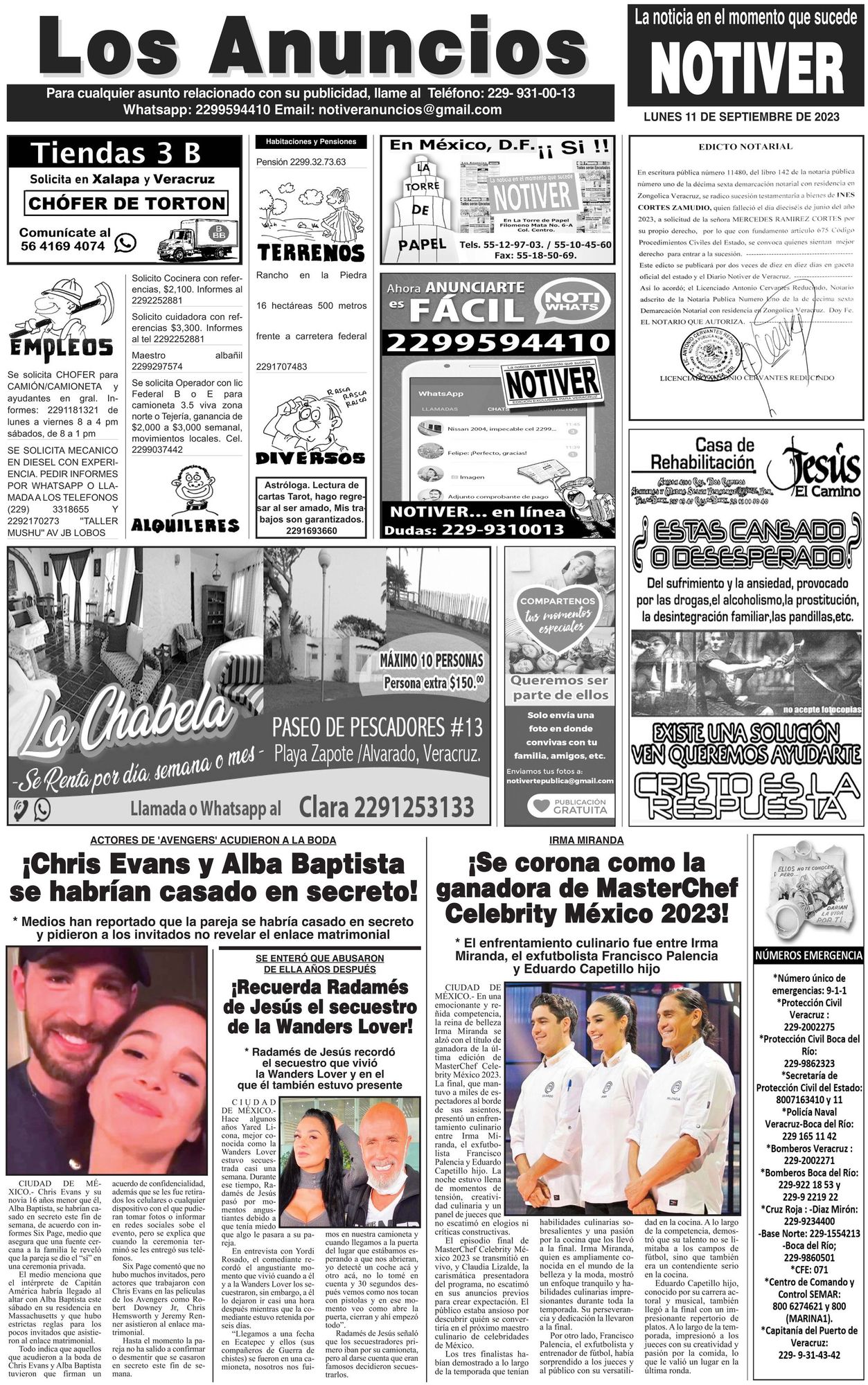 ...LOS ANUNCIOS, AVISOS Y DEMÁS! - LUNES, 11 DE SEPTIEMBRE 2023