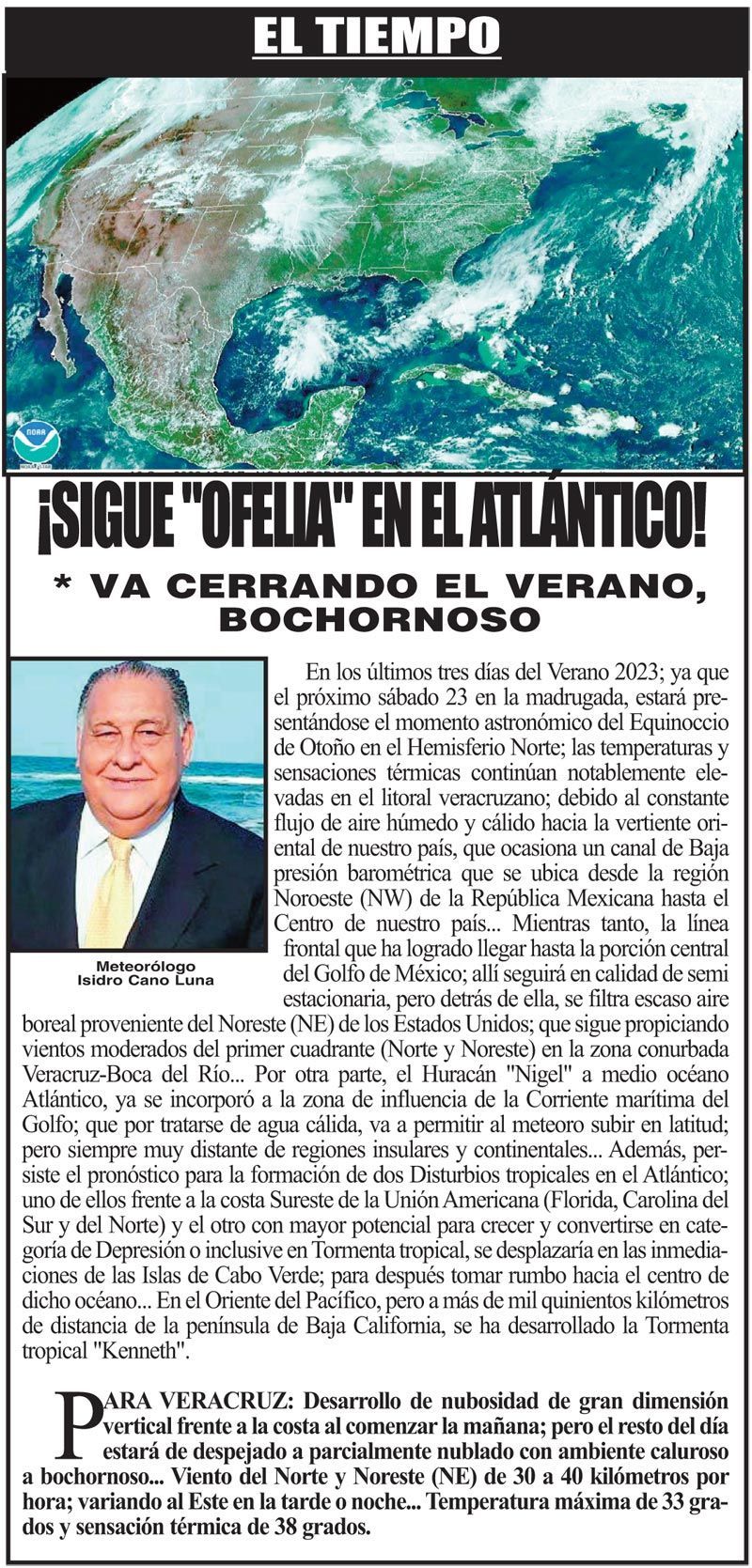 ¡SIGUE "OFELIA" EN EL ATLÁNTICO!