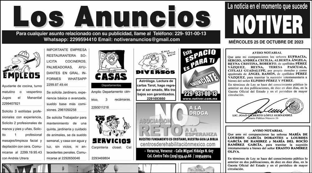 ...LOS ANUNCIOS, AVISOS Y DEMÁS! - MIÉRCOLES, 25 DE OCTUBRE 2023