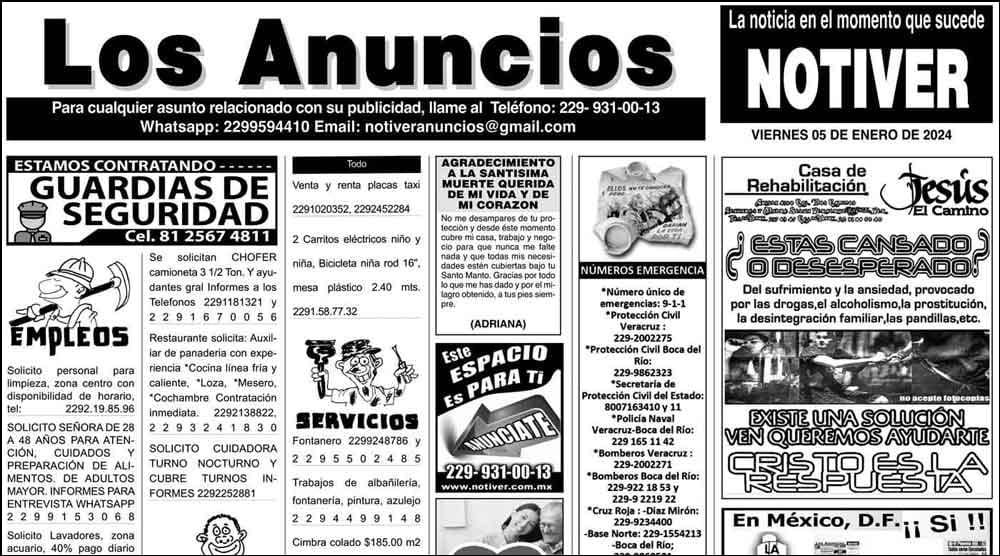 ...LOS ANUNCIOS, AVISOS Y DEMÁS! - VIERNES, 5 DE ENERO 2024