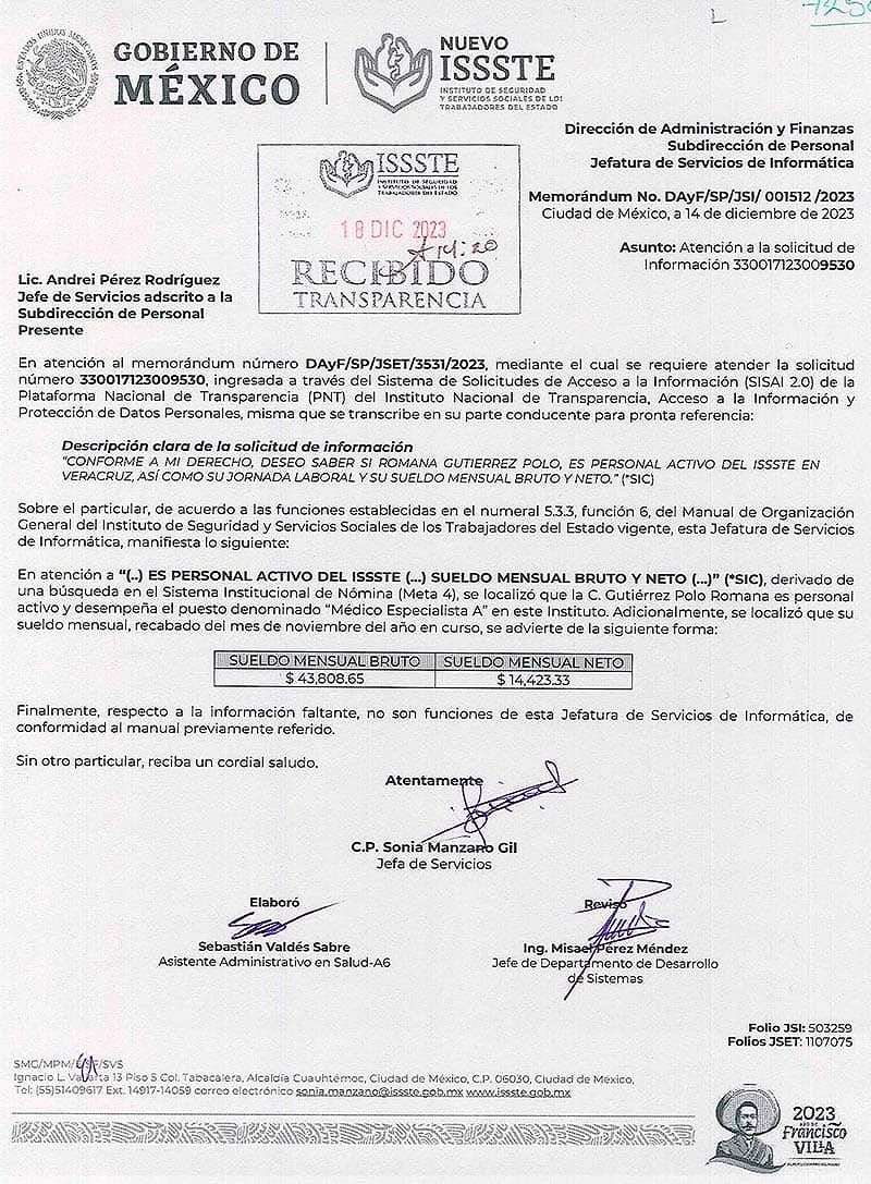 ¡CACHAN A ROMANA! - |* COBRA EN ISSTE, IMSS Y SESVER