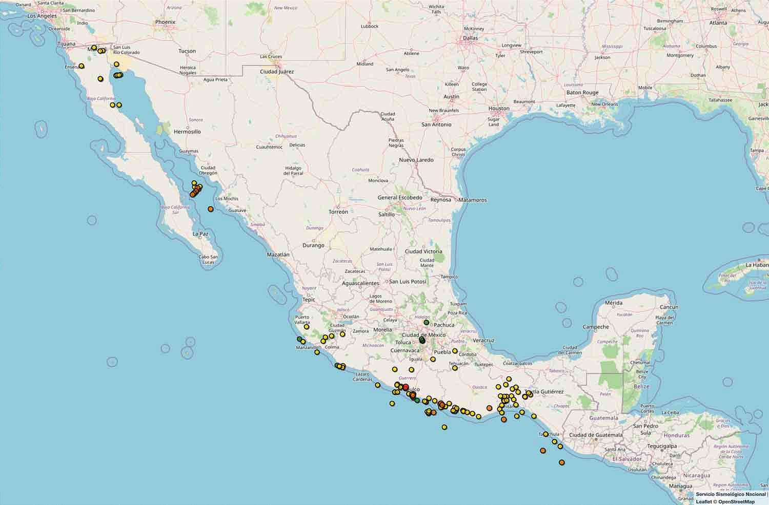SISMO DE 5 EN GUERRERO! | - OTROS DE MENOR ESCALA A LO LARGO DE LA COSTA DEL PACIFICO