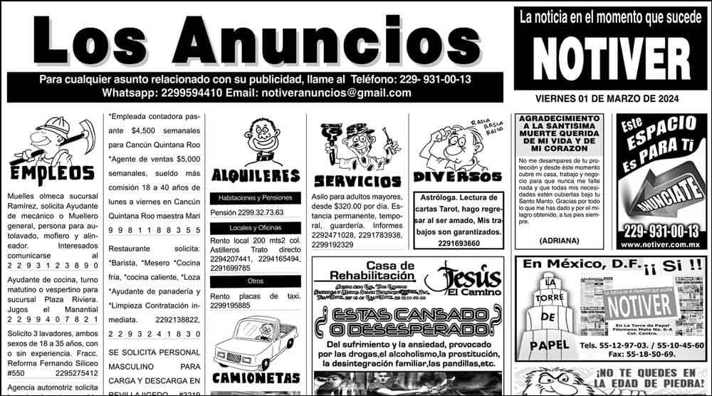 ...LOS ANUNCIOS, AVISOS Y DEMÁS! - VIERNES, 1 DE MARZO 2024