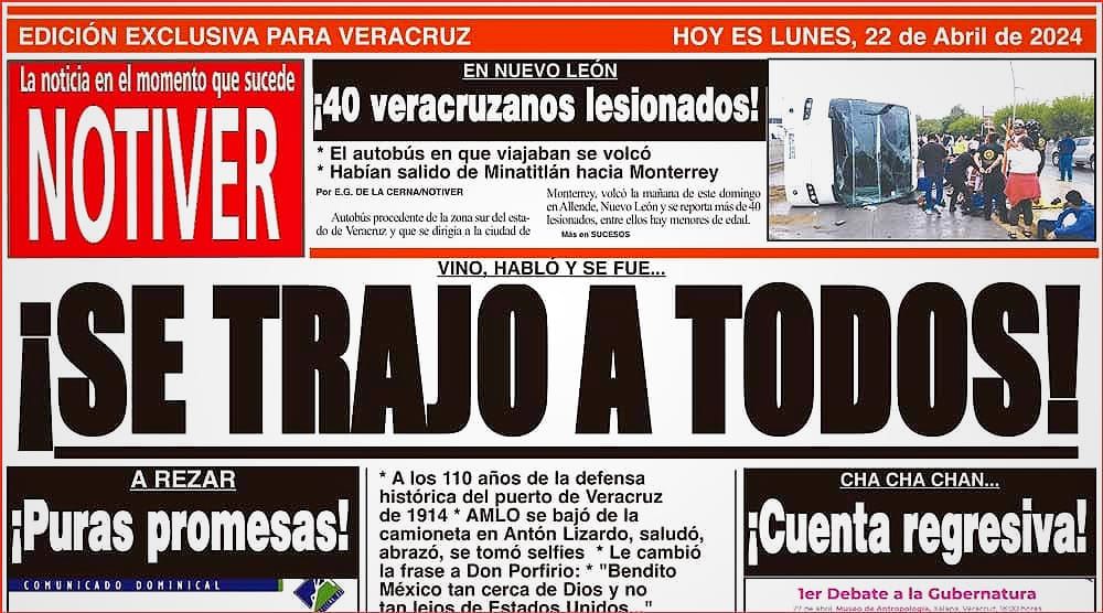 LA PORTADA - LUNES 22 DE ABRIL 2024