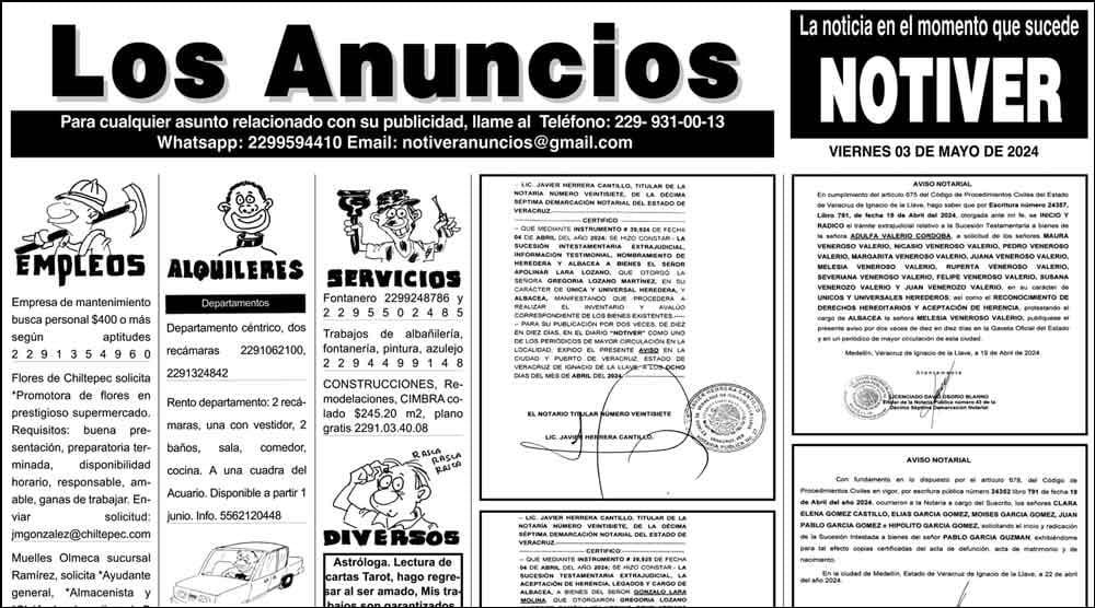 ...LOS ANUNCIOS, AVISOS Y DEMÁS! - VIERNES, 3 DE MAYO 2024